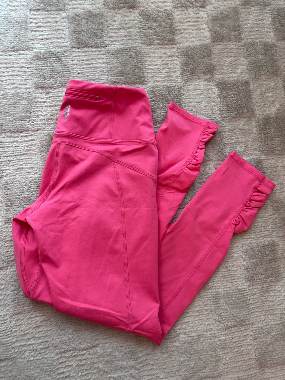 FP Movement by Free People Bright Pink Leggings with Ruffle Ankles